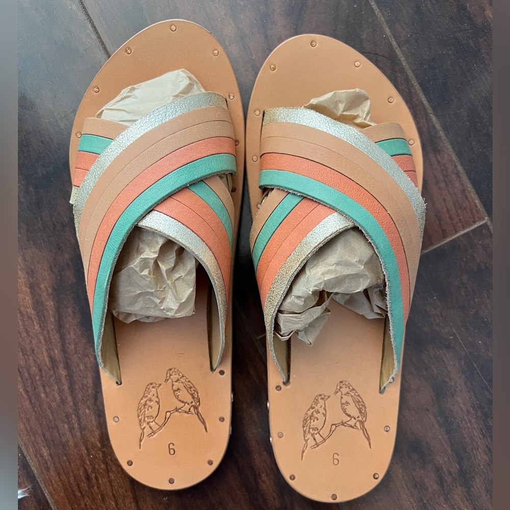 New Beek by two birds PALILA CRISSCROSS SLIDE SANDAL sz 6